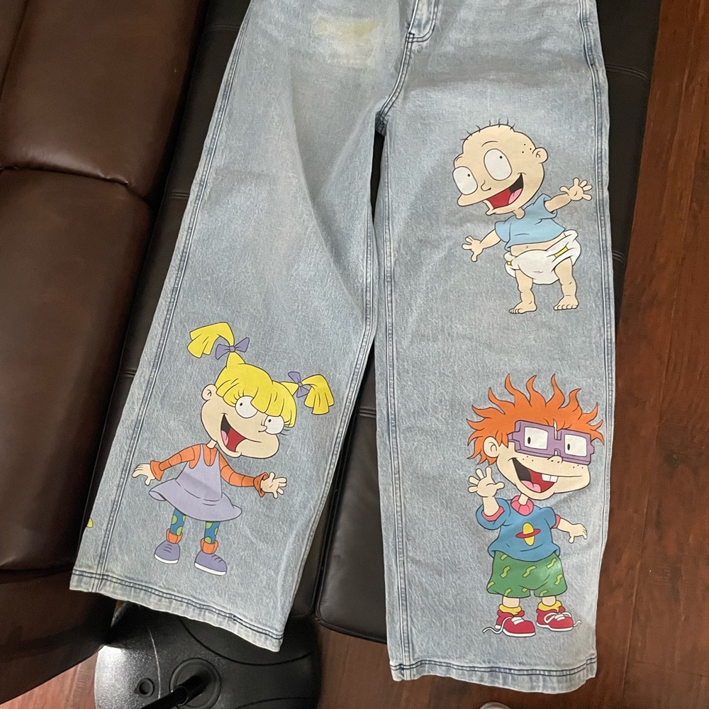 Nickelodeon Light Wash Jeans with Colorful Rugrats Prints